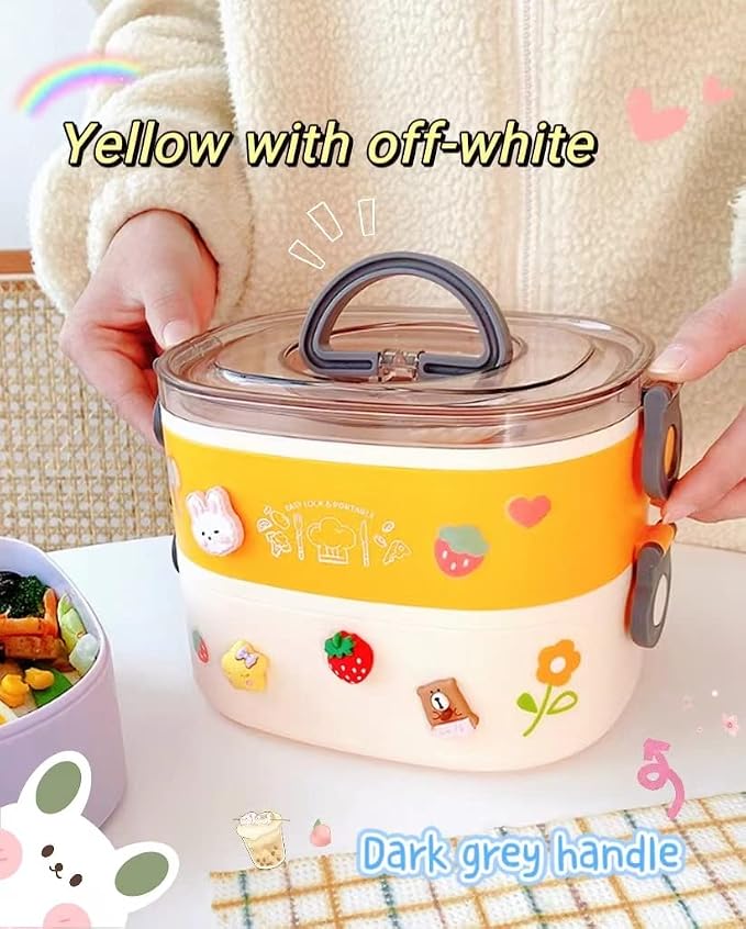 Kawaii Bento Box, Leakproof Lunch Box with Bag & Tableware
