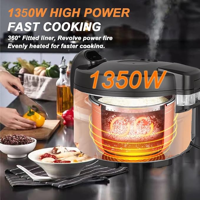 15.8QT Large Commercial rice cooker & warmer 84 cups cooked rice, One-Touch | Commercial Electiric Rice Warmer for 60-70 people, 32 cups uncooked rice, Non-stick mat, Non-stick inner pot, Auto Keep Warm