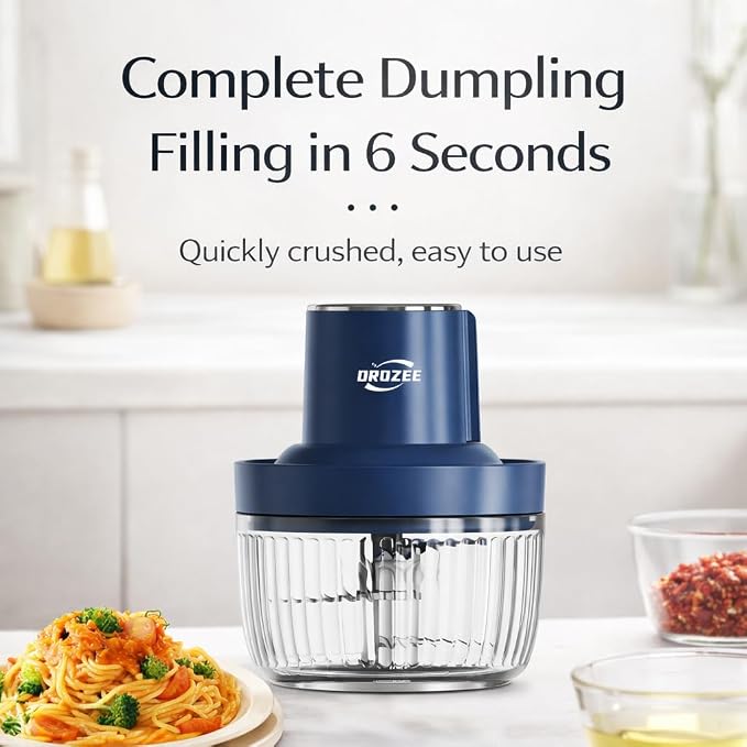Deluxe Food Processor, Electric Food Chopper with 1.8L (8 Cup) Capacity Glass Bowl Powerful 300W Meat Grinder Vegetable Chopper (middle)