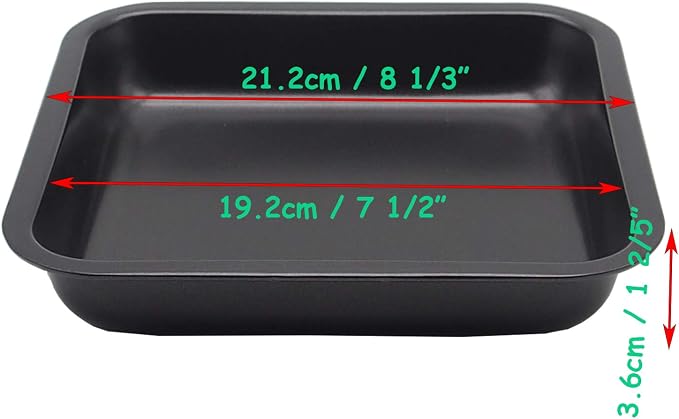 2pcs Mini Baking Pans 8 X 8 Inch (Inner 7.5 X 7.5) Square Cake Pan Bread Pan Nonstick Heavy Carbon Steel Bakeware