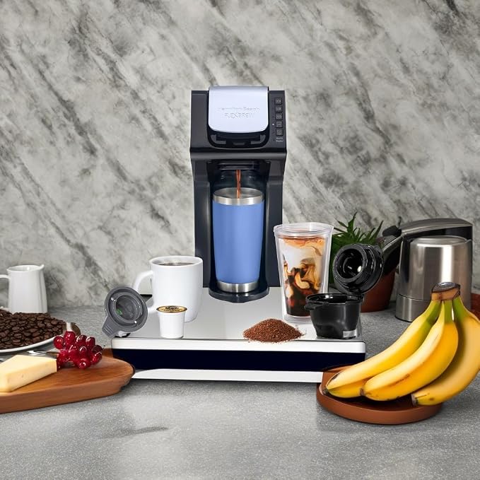 Hamilton Beach Gen 4 FlexBrew Single-Serve Hot & Iced Coffee Maker | Uses Pod Packs or Grounds | 4 Fast Brewing Cup Size Options |50 oz. Removable Reservoir | Black