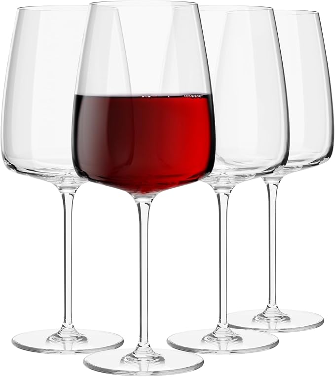 Krosno Red Wine Glasses Set of 4, 20.3 oz, Modern Collection | Large White Wine Glasses, Rosé, Cocktails, Aperol, Water, Lead-Free Crystal, Dishwasher Safe, Idea Reaglo