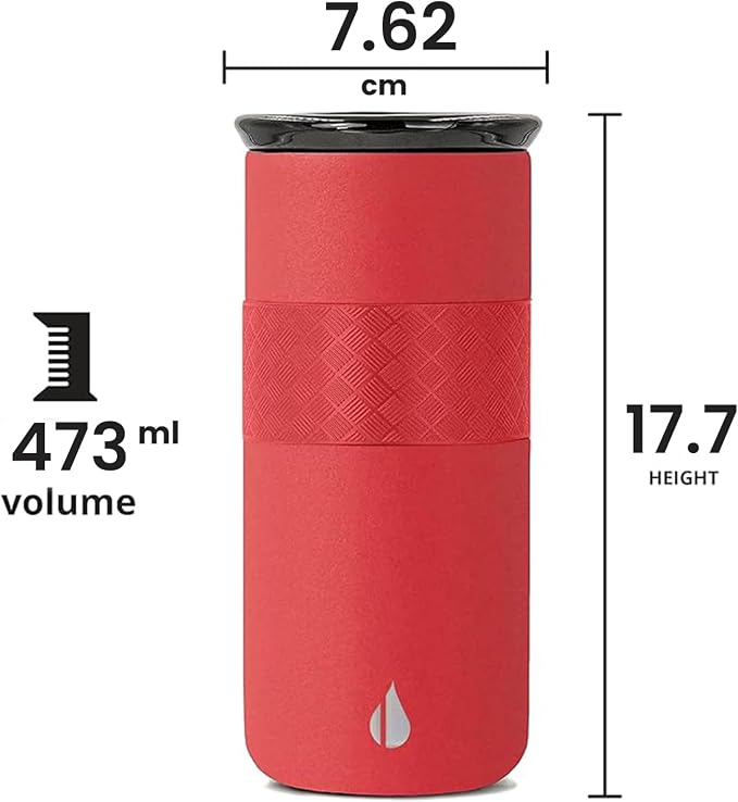 Elemental Artisan 16oz Triple-Wall Insulated Coffee Tumbler w/Ceramic Lid | Triple Wall Coffee Travel Mug, Reusable Stainless Steel Coffee Tumbler; Thermal Coffee Cups for Hot (6 Hrs) & Cold (18 Hrs)