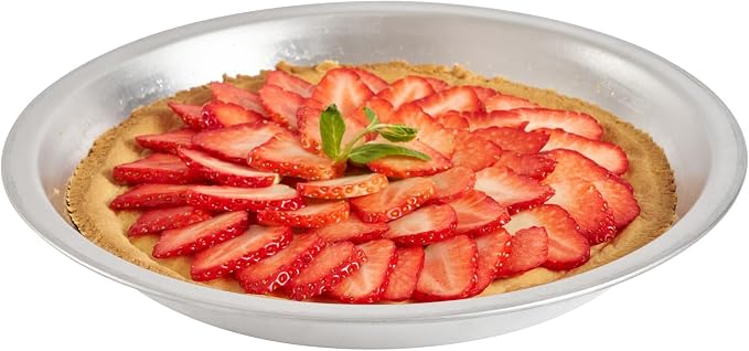 Restaurantware Aluminum Pie Pan 12 Count 10 Inch Round 1.25 Inch Deep Oven-Friendly Pie Tin, Lightweight Baking Pan, Silver Plate for Quiche, Fruit Pies, Home And Commercial Kitchens