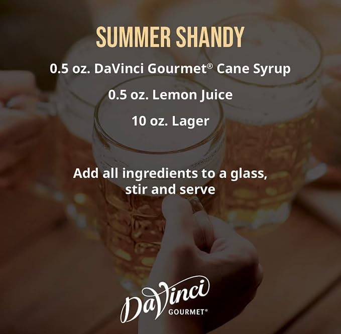 DaVinci Gourmet Cane Sugar Syrup, 750 ml Bottle (Pack of 2)