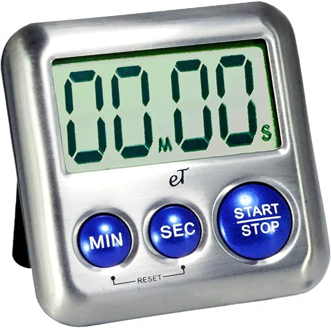 Elegant Digital Kitchen Timer Stainless Steel - Loud Alarm Model eT24 Plum