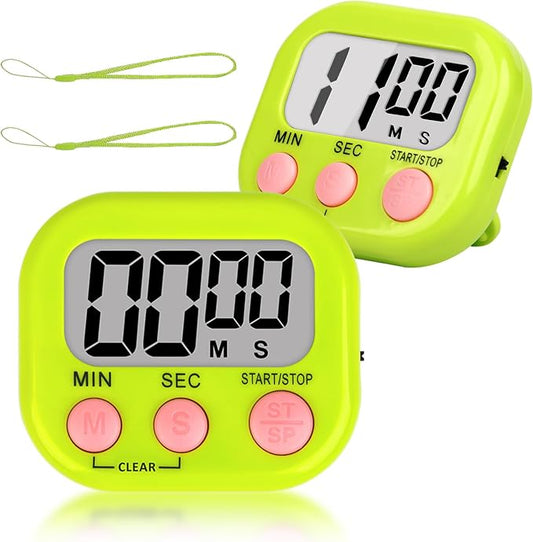 ZILLEEN Classroom Timer for Kids Teachers 2 Pack Digital Tmers Green | Strong Magnetic, Large Screen, Big Button, Teacher Classroom Must Haves Kitchen Timers for Cooking Egg Exercise Study