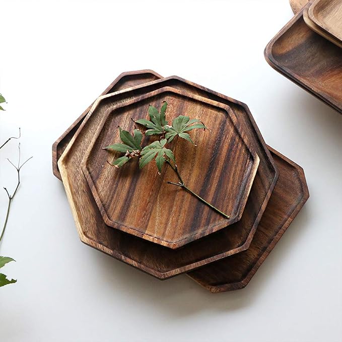Acacia Wood Charcuterie Board Cheese Serving Platter Wooden Party Food Tray | 2Pcs Cute Charcuterie Boards Round Trays Cookie Platters Christmas Decor Serving Ware Dish Hosting Essentials Charger Plate