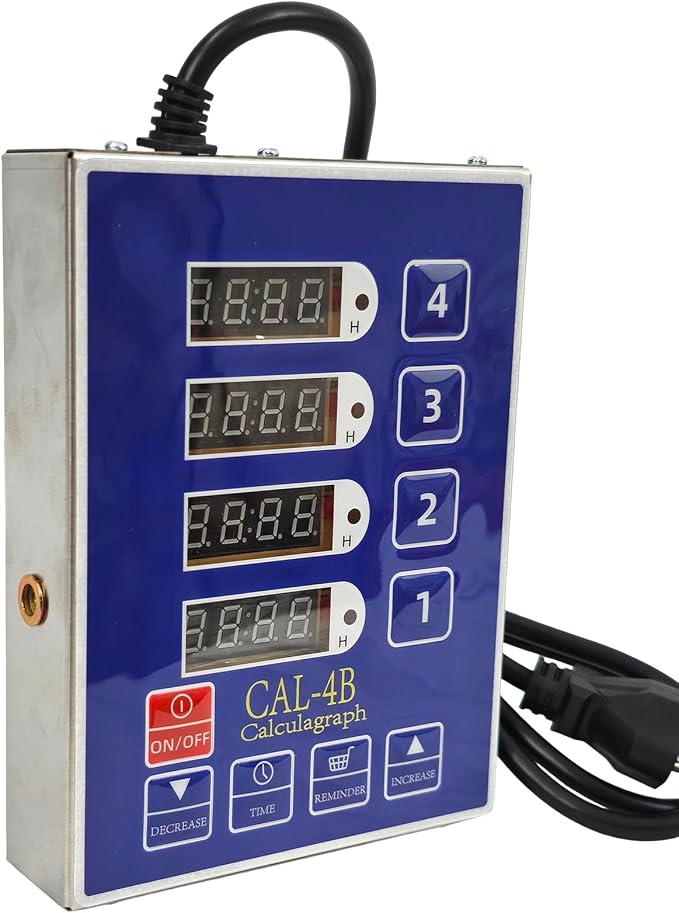 4 Channel Precision Kitchen Timers for Cooking, Commercial Kitchen Timer Restaurant Kitchen Supplies, Stainless Steel Digital LED Chef Cooking Timer, Reminder Function, Drillable wall mounting, Blue