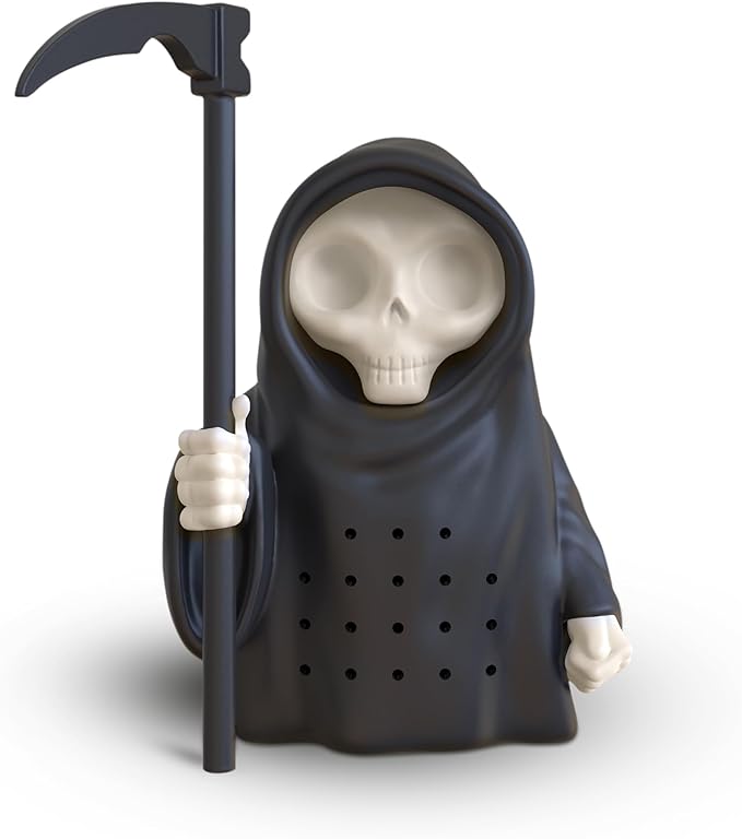 Genuine Fred Grim Steeper Reusable Silicone Tea Infuser, Black Grim Reaper Design, Fun and Clever Kitchen Gadget for Tea Lovers and Enthusiasts