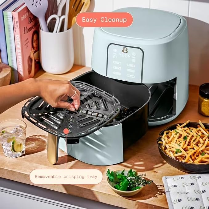 B 6 Quart Digital Air Fryer TurboCrisp Technology, Large Touchscreen Controls, Ceramic Roast Reheat Dehydrate Nonstick, Family Size for 5-7 People (Hydrangea)