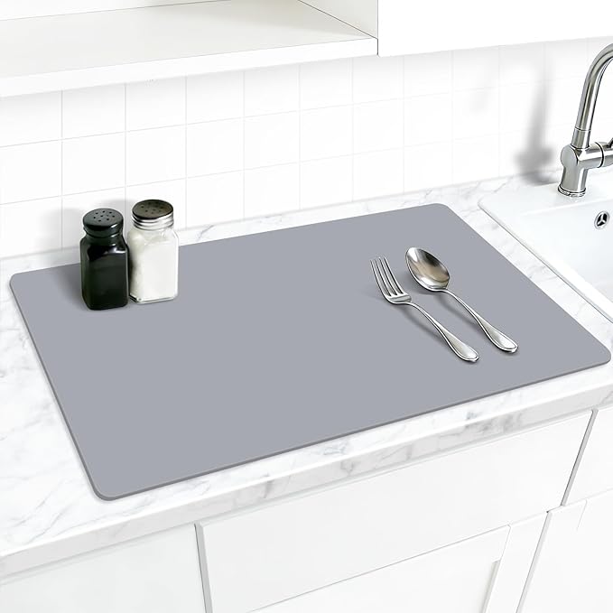 Silicone Mat for Kitchen Counter, 27.5" x 16.5" x 0.08", Dark Gray | Heat Resistant, Nonslip, Multipurpose Countertop Protector, Shipped Rolled Up