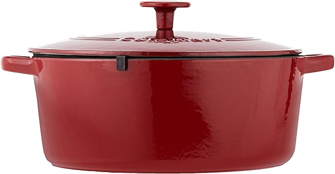 Cuisinart Chef's Classic Enameled Cast Iron Dutch Oven with Lid, Porcelain Enameled Interior, Oven Safe, Induction Compatible, 7-Quart, Round, Cardinal Red