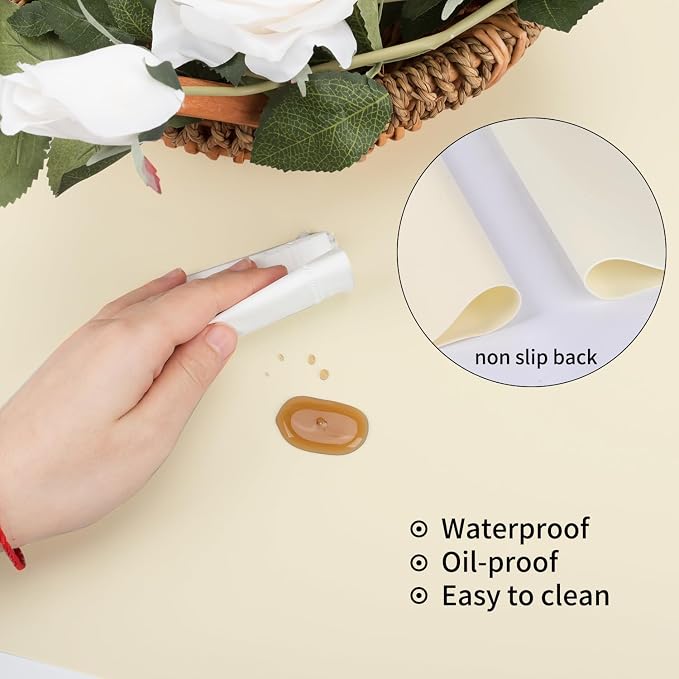 Extra Large Silicone Mats for Countertop - Counter Table Protector Placemats for Baking Crafts, Kids Dinner Placemat Nonstick Nonskid Heat-Resistant Kitchen Pad, 23.6'' x 15.7'', Beige