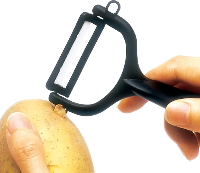 Kyocera Advanced Ceramic Horizontal Y Peeler, Black - | KYOCERA Ceramic Y-Peeler: Ultra-Sharp, Non-Corrosive Blade for Effortless Peeling – Ergonomic & Dishwasher Safe