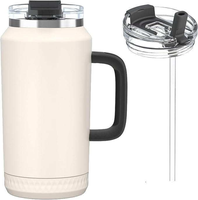 Hydraful 64 oz Tumbler with Handle and Straw - 100% Leak-Proof - Insulated Cup Reusable Stainless Steel Large Water Bottle Travel Mug for Gym, Hiking, and Camping - Gifts for Women Men Him Her