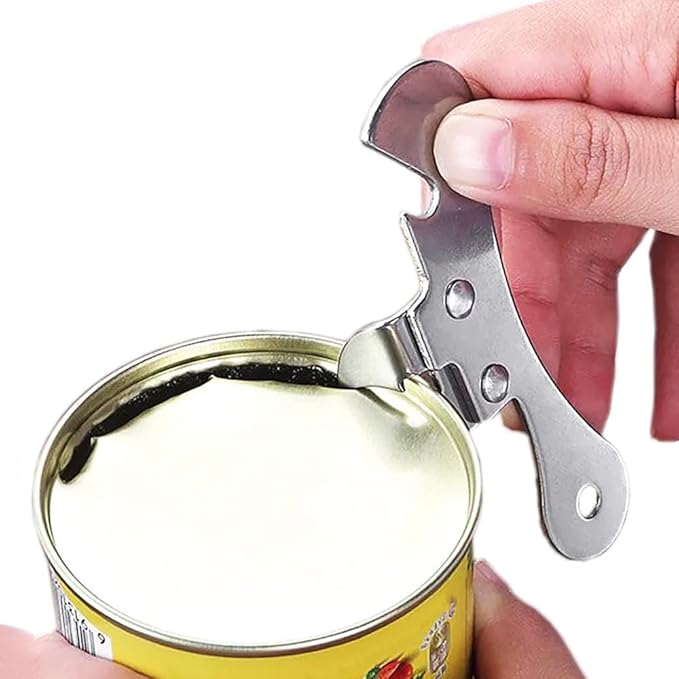NACOLUS Can Opener Manual Stainless Steel Camping Can Opener, Portable Bottle Opener (2 Pieces) | stainless steel,3.8"extended grip,larger than P-38,sharp piercing blade,bottle opener,keyring hole,camping RV ready,portable