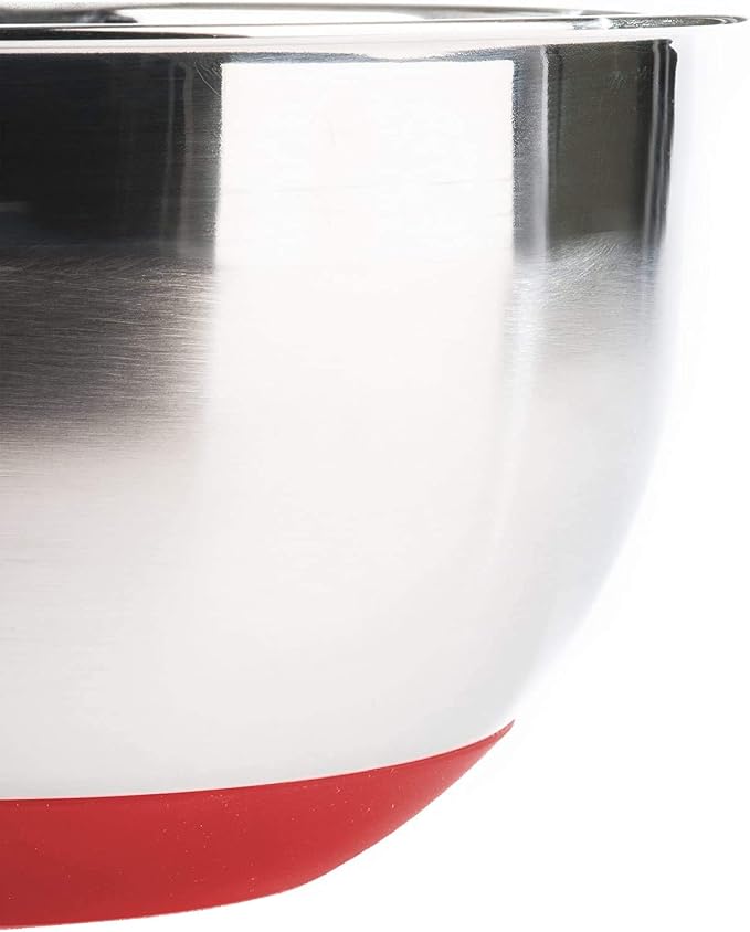 Stainless Steel Mixing Bowls with Lids and Non Slip Bases (Set of 5, Red)