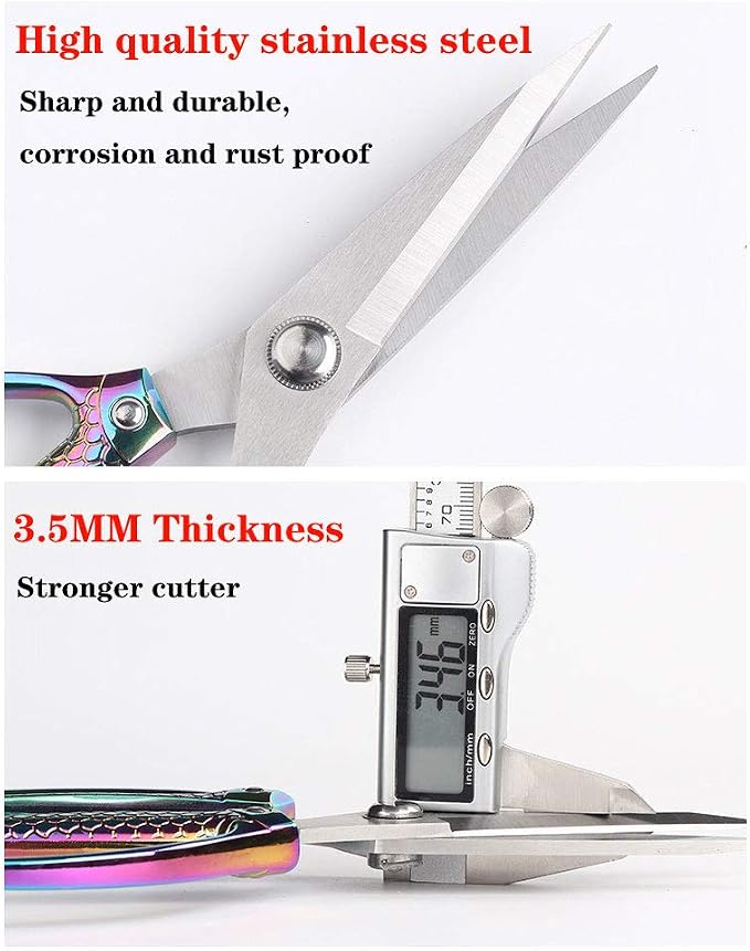 Jasni Fish pattern Powerful kitchen scissors professional Heavy Duty Multi-Purpose pretty Color rainbow Titanium Coating Forged Stainless Steel fish bones Shears Office Home scissors
