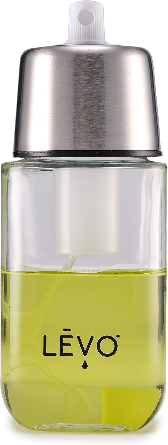 LEVO - Fine Oil Mister - Pressurized Oil Sprayer for Cooking, Air Fryer and Salad Making - Glass Sprayer - 6 fl oz