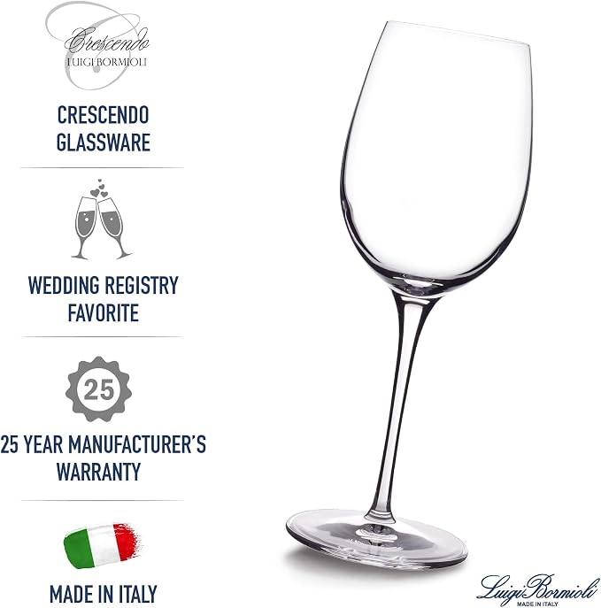 Luigi Bormioli Crescendo Chardonnay Wine Glasses - Clear, Set of 4