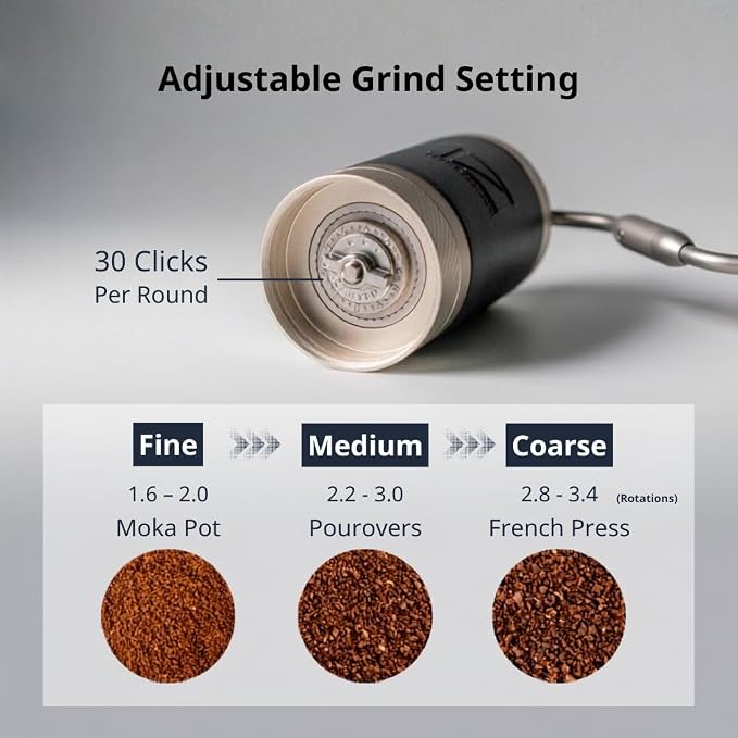 1Zpresso J Manual Coffee Grinder Silver with Assembly Stainless Steel Conical Burr - Numercial Internal Adjustable Setting for Pour Over French Press Cold Brew.