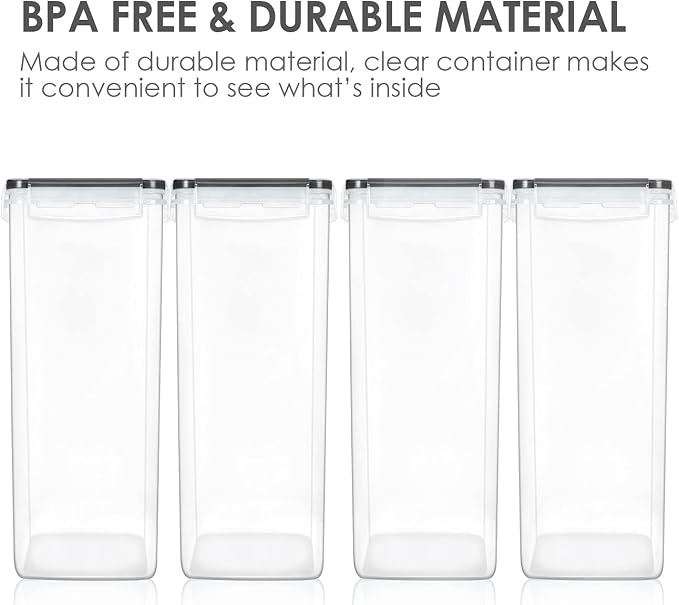Vtopmart Extra Large Airtight Food Storage Containers, 6.5L, 4 Pcs | For Bulk Flour and Sugar Storage, Airtight Seal, Multiple Sizes, BPA Free, Food Grade Material, Dishwasher Safe (Not Lids)
