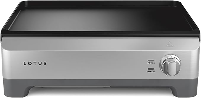 Lotus Griddle, Nonstick Electric Griddle, The Short Order, 1800 Watts, Large 12 inch x 17 inch Nonstick Surface, Stainless Steel, Professional Series, LTSGR500