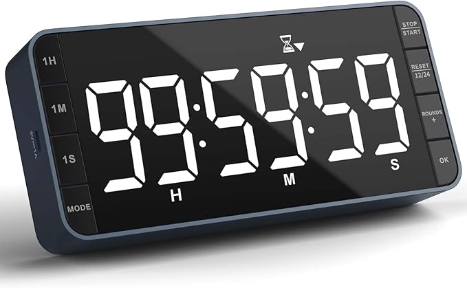 Large 7.8" Digital Timer with LED Display, Magnetic for Kitchen & Classroom | USB-C Rechargeable Timer with 99-Hour Count Up & Countdown, 3 Brightness Levels, 5 Alarm Sounds, 4 Volume Levels for Study