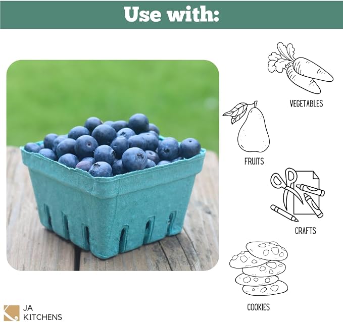 Kitchens Green Molded Pulp Fiber Berry/Produce Vented 1 Pint Basket 40 Pieces