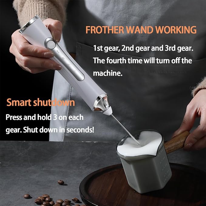 Rechargeable Milk Frother Handheld For Coffee,3 Speeds Frother Wand With Stand, Batidora De Mano Electrica,Coffee Frother With 2 Heads,Drink Mixer Electric Handheld,Kitchen Essentials (Colorful 2)
