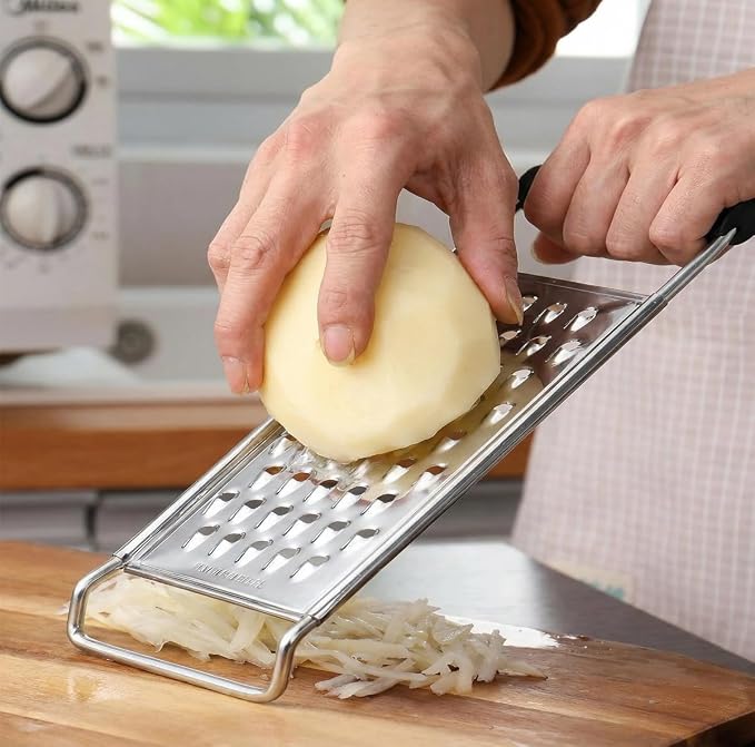 NACOLUS Classic Stainless Steel Cheese Grater with Handle, Coarse Shredder | solid stainless steel,ergonomic grip handle,parmesan vegetables chocolate,extra-wide blade,quick shredding,RV small kitchen
