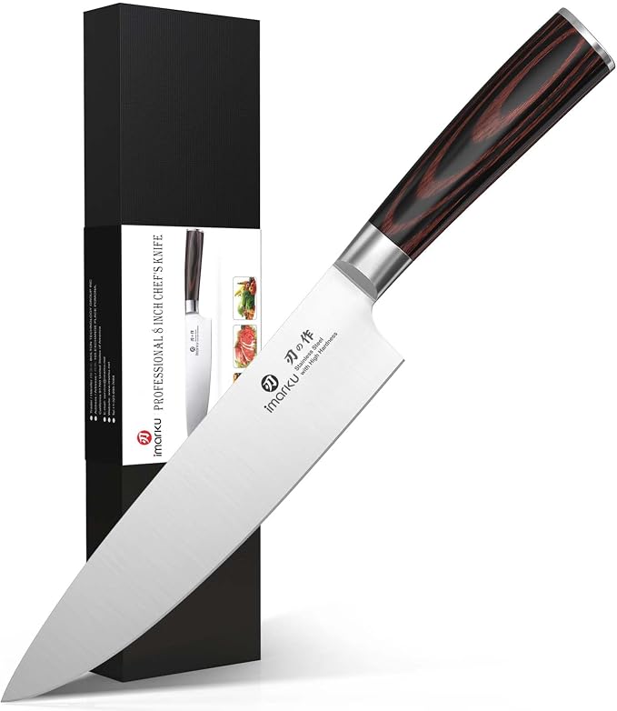imarku Chef Knife 8 Inch, Professional Kitchen Knife in Japanese HC Steel | Super Sharp Knife With Ergonomic Handle, Cooking Knife With Gift Box, Kitchen Gadgets, Best Gifts for Family and Friends