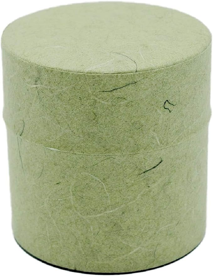 Japanese Pokkan Matcha Coffee Spice Tea Tin Canister Washi Paper Storage with Lid 3.89 oz Capacity (Unryugami Green, S)