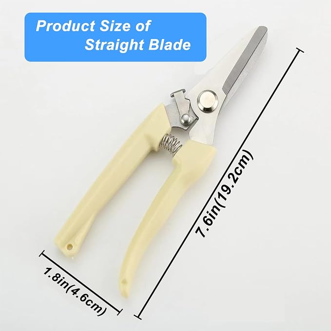 2Pcs Professional Pruning Shears (Include 1 Bypass Pruning Shears and 1 Straight Blade Garden Scissors) Premium Garden Shears for Trimming Flowers, Shaping Plants, Bonsai,hydroponics,herbs