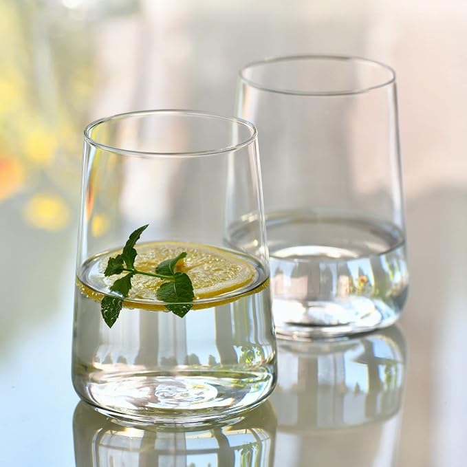 Krosno Water Glasses Set of 6, 16.6 oz, Infinity Collection | Glass Tumblers, Lead-Free Crystal Glassware, Juice Glasses, Water Glass Set, Dishwasher Safe, Made in Europe