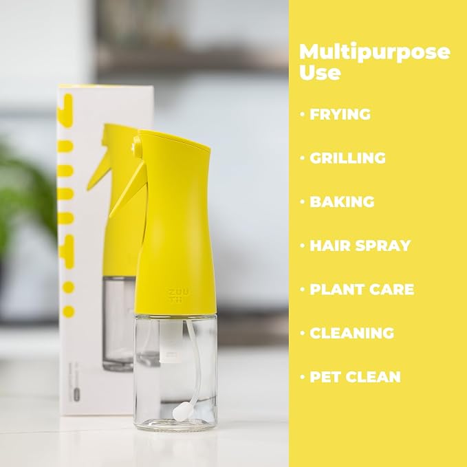 Zuutii Oil Sprayer for Cooking, 170ml Olive Oil Sprayer Mister, Olive Oil Spray Bottle for Salad, BBQ, Continuous Spray with Portion Control, Kitchen Baking, Roasting,Hairstyling,Lemon Yellow