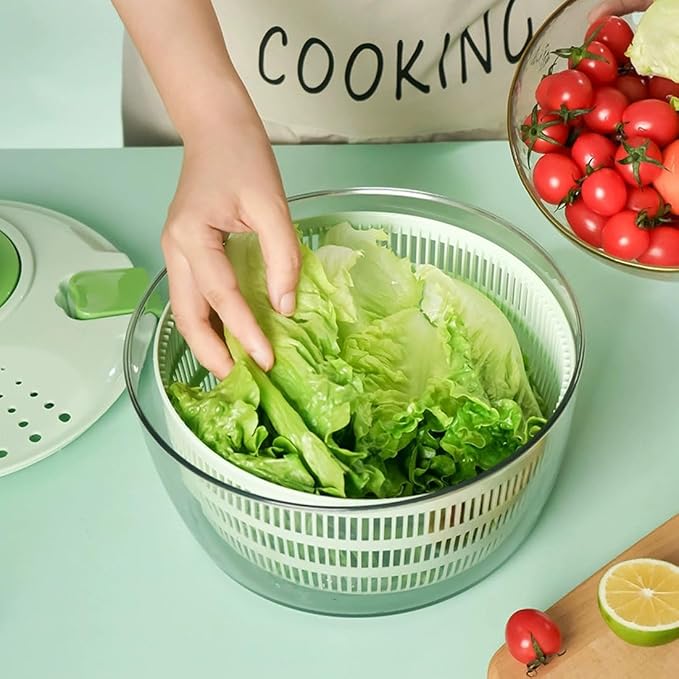 Collapsible Salad Spinner, 4L Hand Crank Vegetable Dryer with BPA-Free | BPA-free 4L capacity | Fits most standard sinks | Dishwasher-safe removable basket | Collapsible to 1/3 size