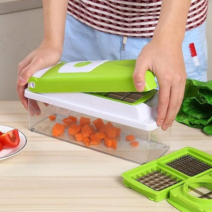 HOB Pro Original Vegetable Chopper - Chopper and Spiralizer - Food Chopper with Container, Fruit Cutter, Onion Dicer - All-in-One Prep Tool - Kitchen Gadgets and Gifts (12 in 1, White/GREEN)
