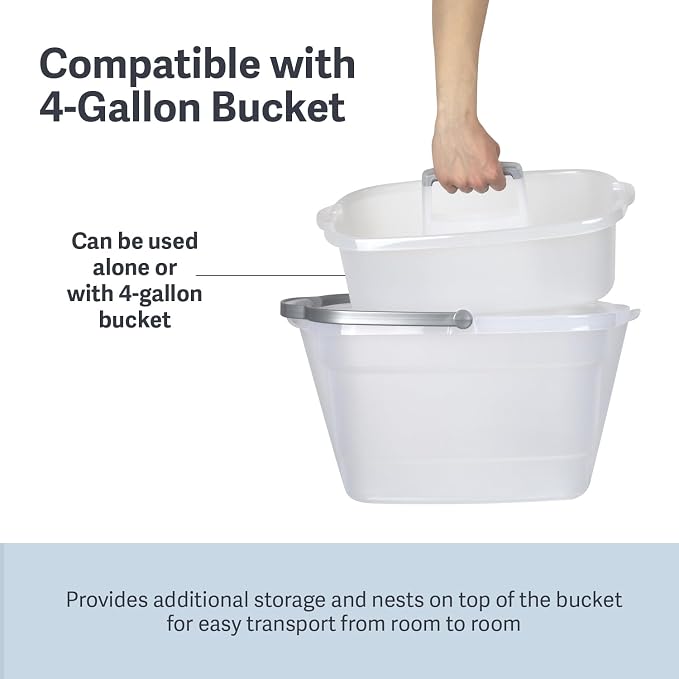 Casabella Plastic Multipurpose Cleaning Storage Caddy with Handle, 1.5-Gallon, Clear
