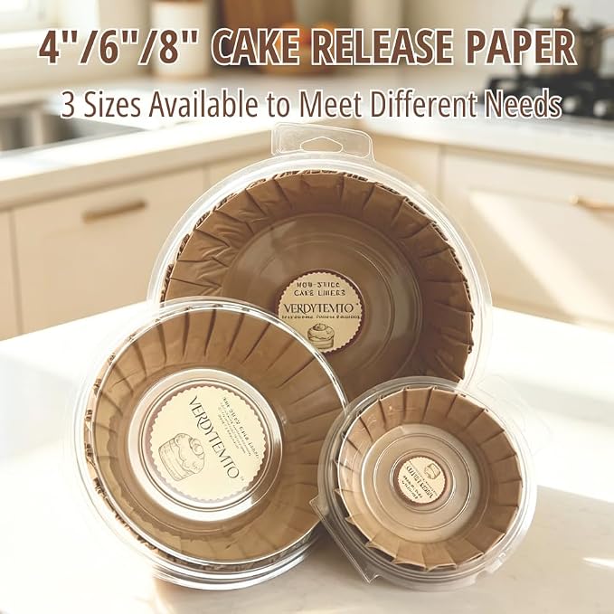 50 Pcs 6 Inch Disposable Parchment Liners - Unbleached Non-Stick Greaseproof Baking Cups, Heat Resistant Oven & Air Fryer Safe, for Basque Cheesecake, Cupcake, Mini Cakes & Brownies by VERDYTEMTO
