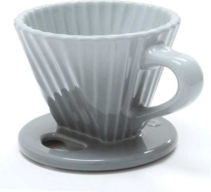 Chantal "Lotus ceramic pour over coffee dripper, 8 ounces (Ombre Fade Grey)