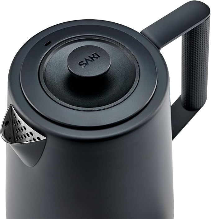 SAKI Luna Pro Variable-Temperature Electric Kettle 1.75 L, 6 Presets & 0-120 min Keep-Warm, Plastic-Free 304 Stainless, Altitude-Calibrated LCD, 1500 W Fast-Boil Auto Shut-Off, Matte Black