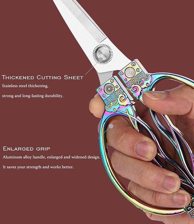 Multi-Purpose Kitchen Shears Scissors, Heavy Duty Stainless Steel Kitchen Scissors for Food with Strong Straight Edge Snips Colorful Handle (Colorful Lanterns)