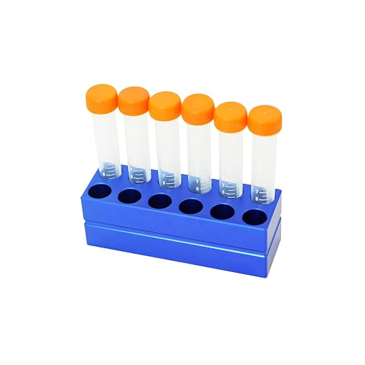 1 Pcs Aluminum Cooler Cooling Block PCR Test Tube Rack 12 Wells for 10/15mL | 16mm Hole Diameter for PCR/Microcentrifuge Tubes; Enzymes, RNA, Reagents, and Temp-sensitive Samples in Cold Prep (Blue)