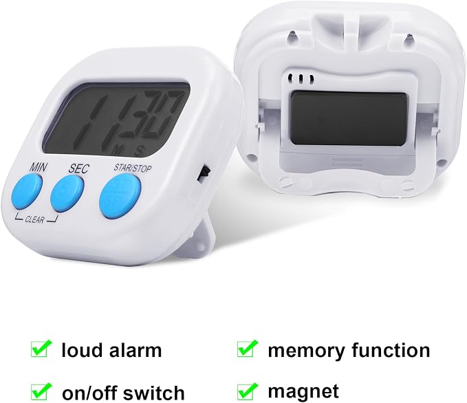Weewooday 12 Pcs Digital Kitchen Magnetic Timer Bulk Classroom Count up Countdown Egg Timer Cute Desk Stopwatch for Back to School Teacher Kids Cooking Office(White,Stylish Style)