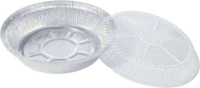 Waytiffer 40pack Disposable 9" Round Aluminum Foil Pans with Clear Lids | Disposable Containers with Straight Walls for Storing, Baking,Heavy duty, Standard Size Tarts, Pies Foil Plates Durable Pans