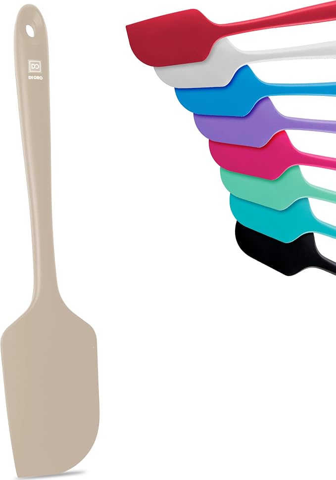 DI ORO Large Silicone Spatula - 600F Heat Resistant, Clay | Rubber scraper for baking, mixing, and frosting; Won't scratch nonstick pots and pans; BPA-free and dishwasher safe