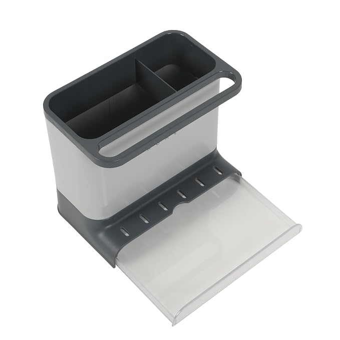 Gibson Home Ledgebrook Sink Caddy with Metal Panel, Metal Sponge Holder for Kitchen Sink, Countertop Organizer and Storage Essentials with Drain Board