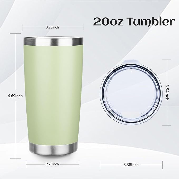 StarSpeed 20oz Stainless Steel Travel Coffee Tumbler,Matcha Green | Travel Coffee Mug,Spill-proof Lid,Double Wall,BPA-free Travel Cups,Insulated Cup Fits Car Cupholders